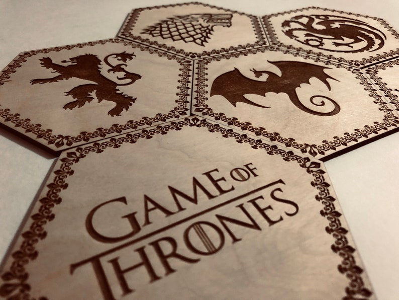 Game Of Thrones Coaster Set 6pcs In Set Wooden Coasters Etsy