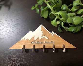 Mountain Key holder for wall. personalized Wall key holder. custom key organizer for wall. Keys hanger. Family key rack