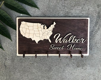 Home gifts, Key hook for wall. Wall key holder custom map. Country map key organizer. Wall Key hanger. Wood key rack. Key hook for Wall