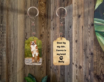 Loss of dog keychain, pet loss photo key chain, memorial keychain for pets, custom text keychain for dog, memorial key chain for pets