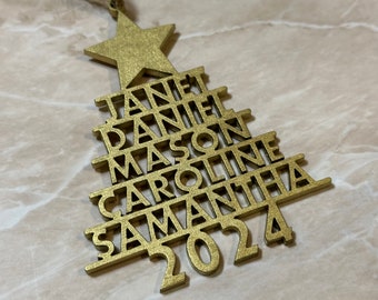 Family Christmas ornament, Christmas tree ornament with family names, Name ornament 2024, New year family ornament