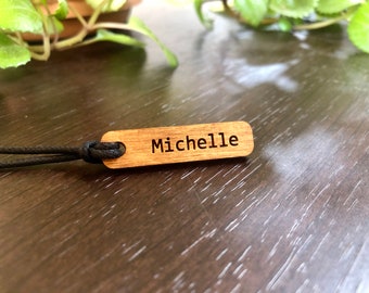 name Necklace wooden / necklace with name  / Personalized necklace / your name necklace / Gift for Him Her