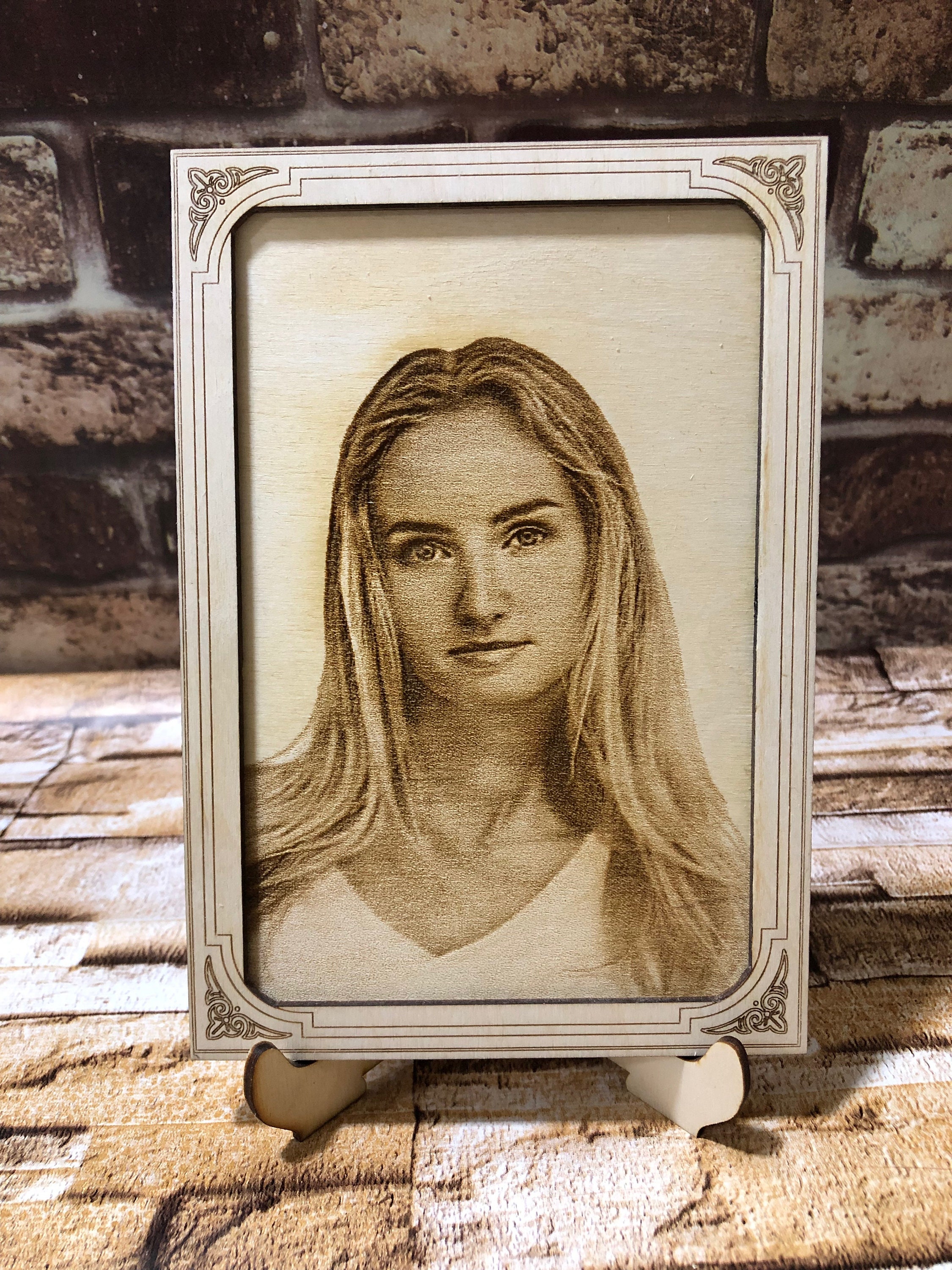 Engraved Photo on Wood / Photo on Wood / Engraved Wood Photo / Etsy