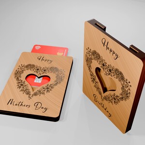 Día de las madres SVG titular de la tarjeta de regalo titular de la tarjeta de regalo de cumpleaños SVG corte láser archivo listo