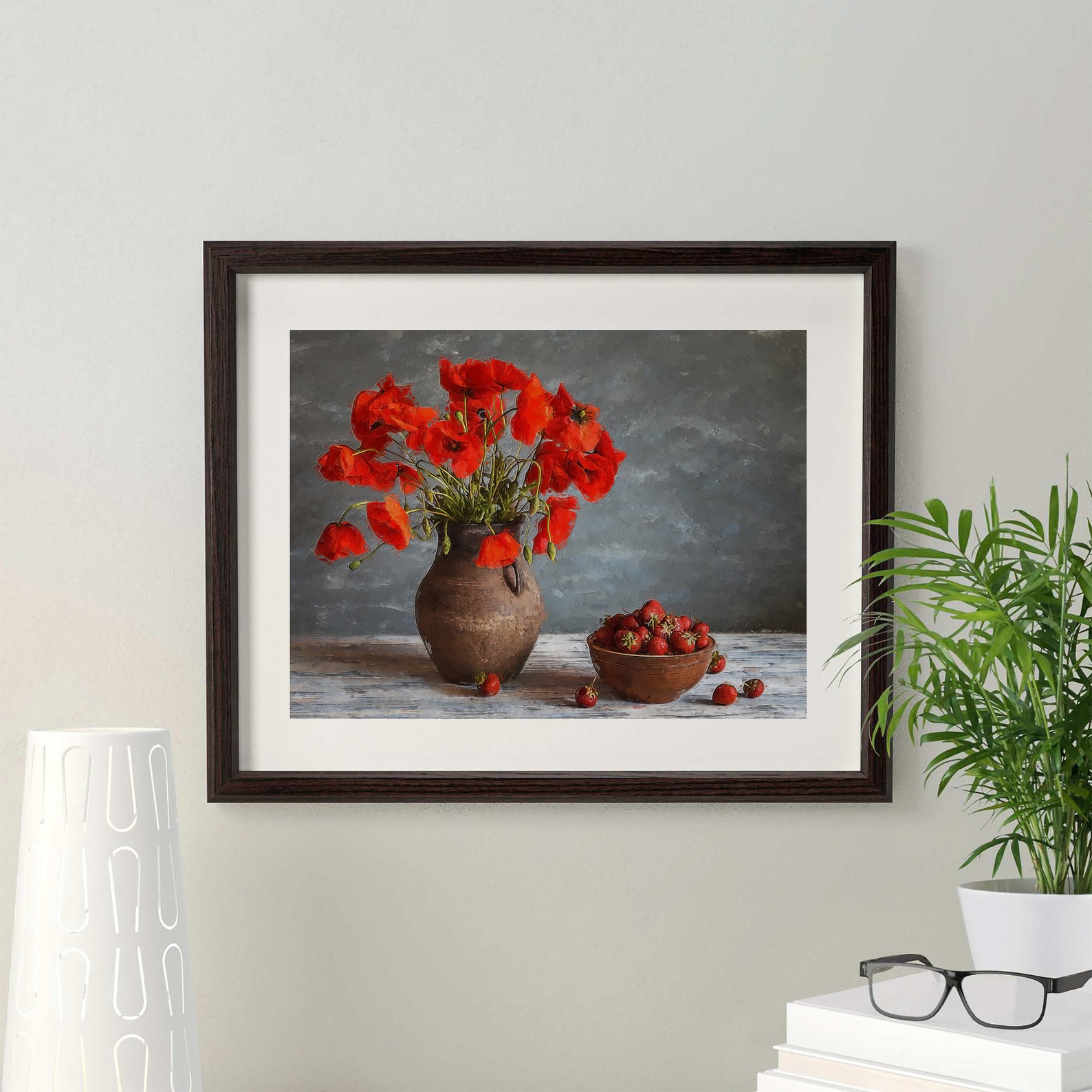 Painted Red Flowers Wall Decor Flowers Oil Painting Flowers Etsy