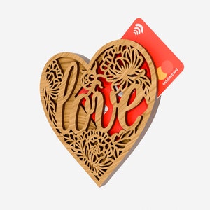 Gift card holder heart love SVG, Valentines day gift card holder gift for her / commerical license