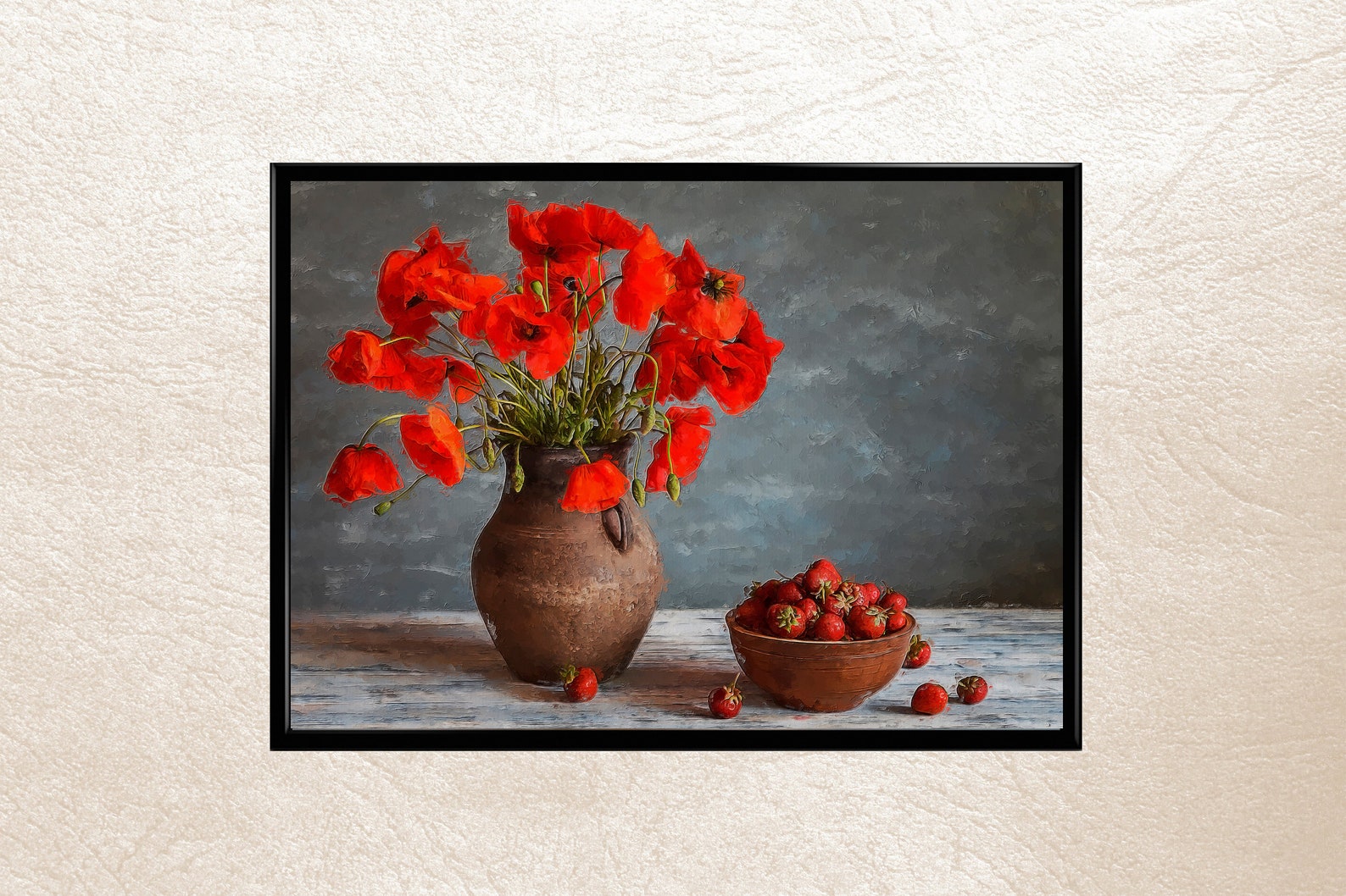 Painted Red Flowers Wall Decor Flowers Oil Painting Flowers Etsy