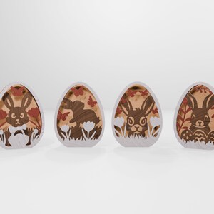 Laser geschnitten Osterhase SVG-Datei, 4 Ostereier Hase Vektordatei, digitaler Download