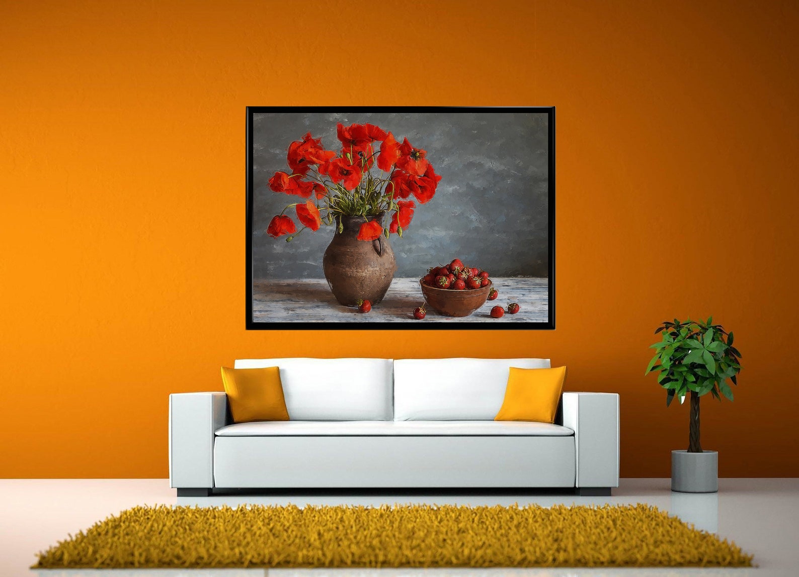 Painted Red Flowers Wall Decor Flowers Oil Painting Flowers Etsy