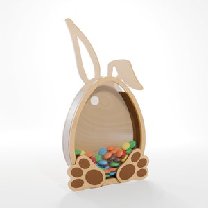 Scatola di coniglietti di caramelle per Pasqua SVG Scatola di coniglio per cioccolatini scatola per bambini file vettoriale di scatola di coniglietti tagliati al laser per Pasqua