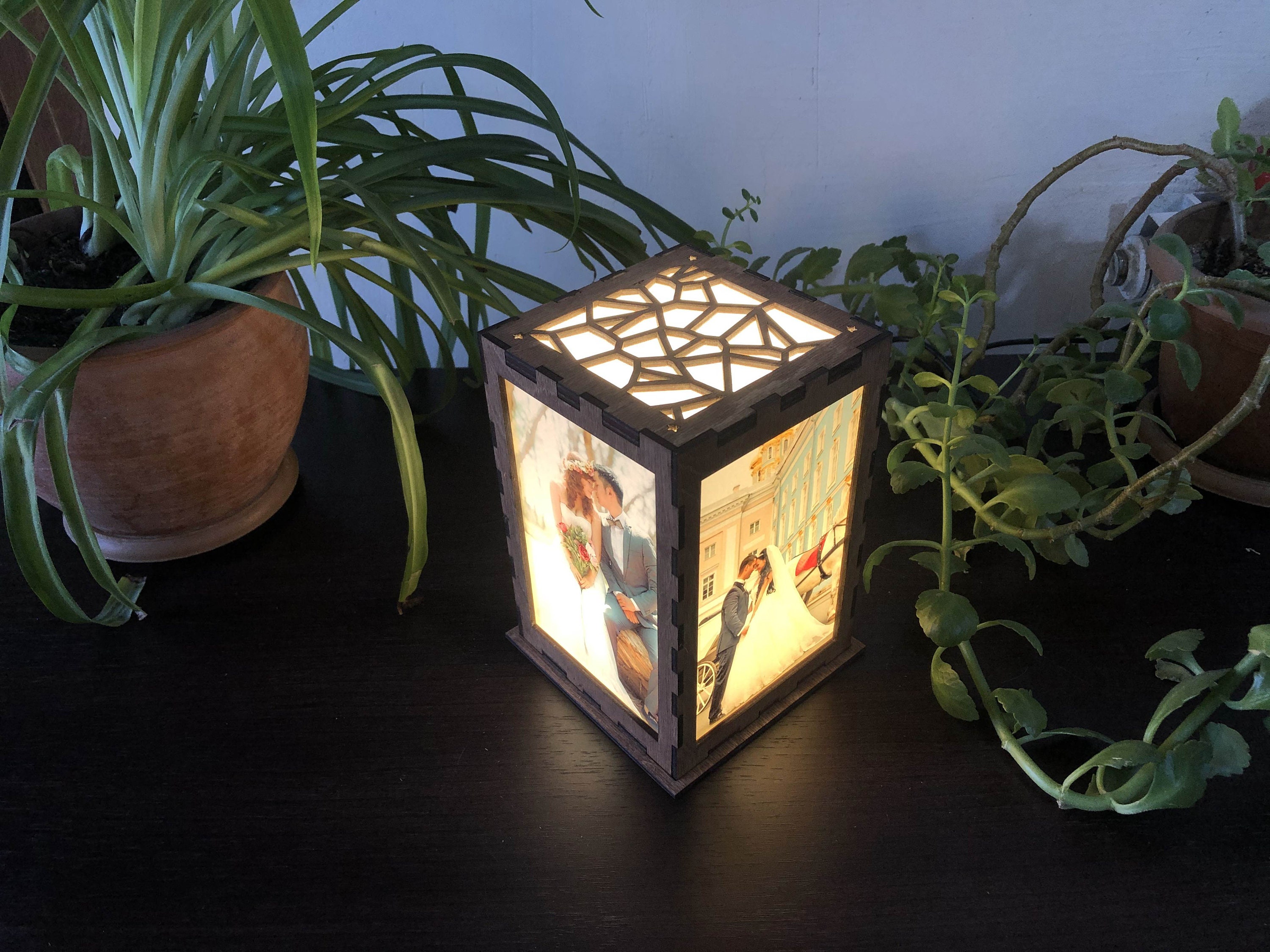 Photo lantern / light box with pictures / memorial lantern / Etsy