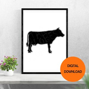 Show Heifer digital download, Heifer siluet, SVG, PNG, AI files download, Digital wall art, Heifer profile design
