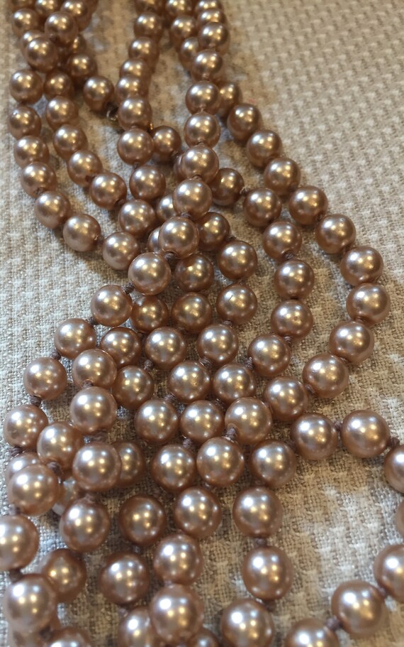 KNOTTED champaign colour  GLASS    pearls 7  mm  … - image 4