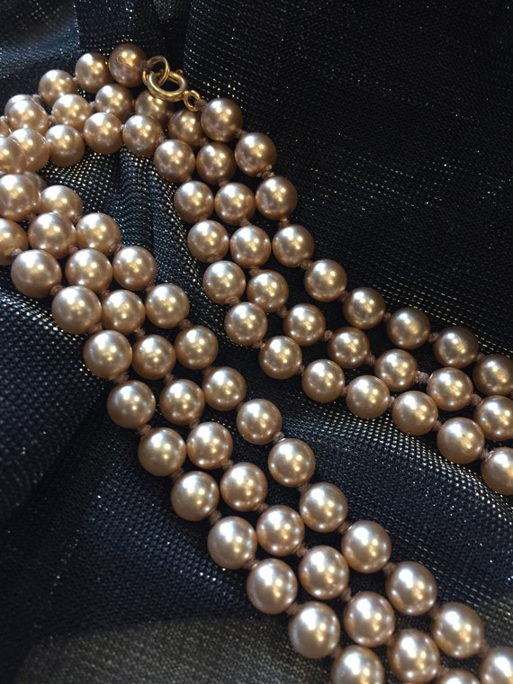 KNOTTED champaign colour  GLASS    pearls 7  mm  … - image 3