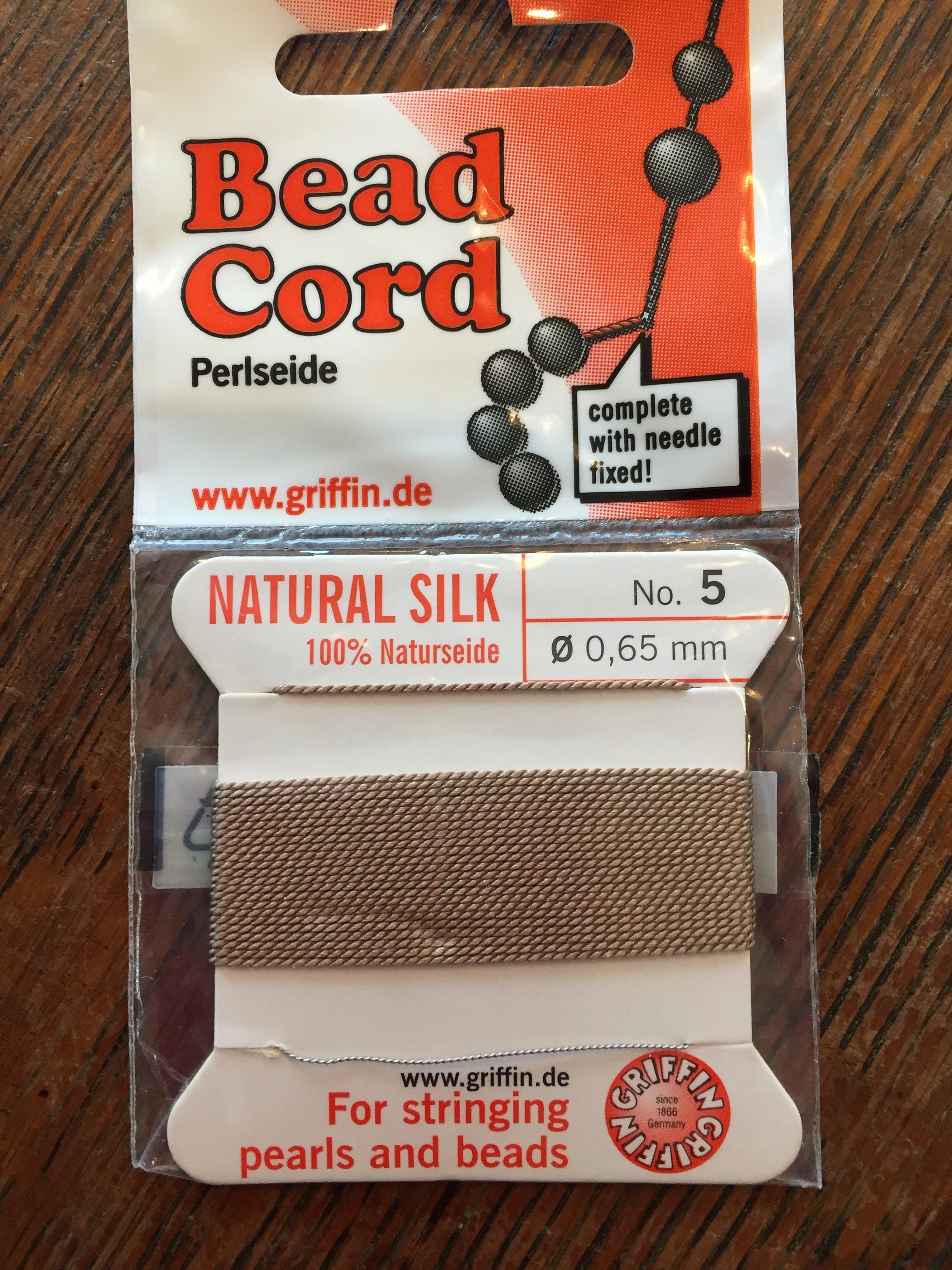 2, 0.45mm Griffin Silk Bead Cord with Needle, Dark Brown – Garden