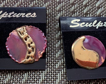 VINTAGE EARRINGS BRASS pierced  -New and never worn -  choice from two  designs