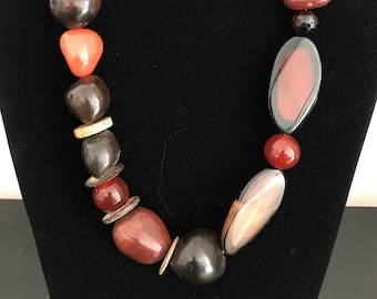 Agate and Red Jasper Necklace Warm Autumn colours