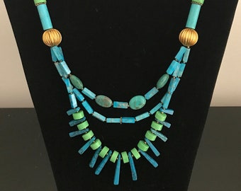 Turquoise and Golden Accents Necklace