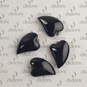 Simple Black Onyx Pendant - Gift for Him and Her // Black pendant, heart onix