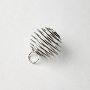 Spiral Cage Pendant / Spring Cage / Silver Plated Boules // Spiral cage for pendants