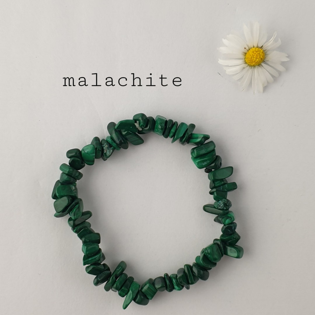 Malachite Elastic Chip Bracelet Natural Hard Stone Bracelet