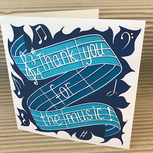 Thank you for the music, blank card, greetings card, musical thanks card