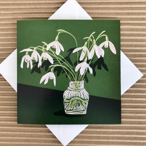 Snowdrops spring flowers greetings card, blank card, any occasion card, notecard