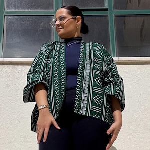 Handgemaakt Afrocentrisch kimono-vest | Boho etnische print, lichtgewicht | Stijlvol kledingstuk om in laagjes te dragen