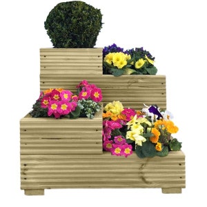 4 Tier Decking Planter/ Layered wooden timber trough/ Large tiered flower bed