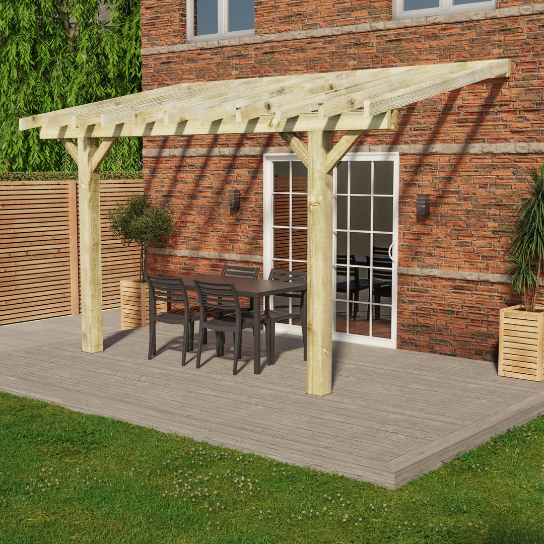 Wooden Pergola - Open Roof - Lean-to Structure - Etsy