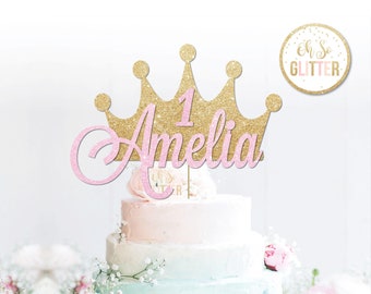 Custom Crown topper, Gold Crown cake topper, glitter cake topper, custom, personalised, Crown, Princess Crown, Tiara, any name, Any age