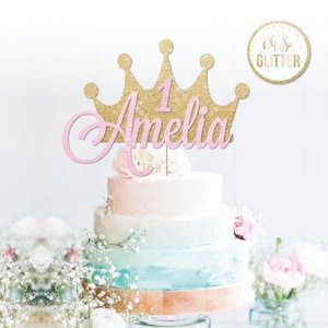 Custom Crown topper, Gold Crown cake topper, glitter cake topper, custom, personalised, Crown, Princess Crown, Tiara, any name, Any age