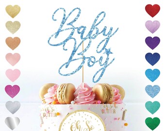 Baby Boy cake topper, new italic glitter cake topper, gold glitter cake topper,celebration, baby shower, gender reveal party