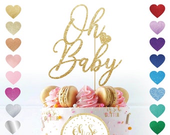 Oh Baby cake topper, new italic glitter cake topper, gold glitter cake topper,celebration, baby shower, baby gender reveal party