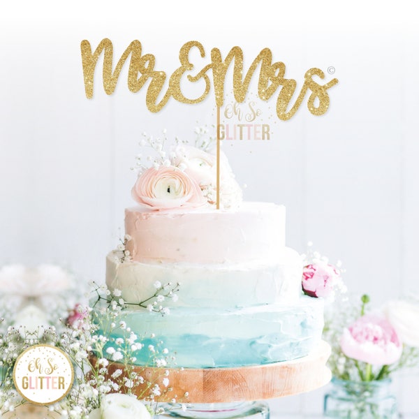 Mr and Mrs topper, wedding cake topper,wedding cake,gold glitter wedding cake topper,gold glitter cake topper,cake topper,custom cake topper