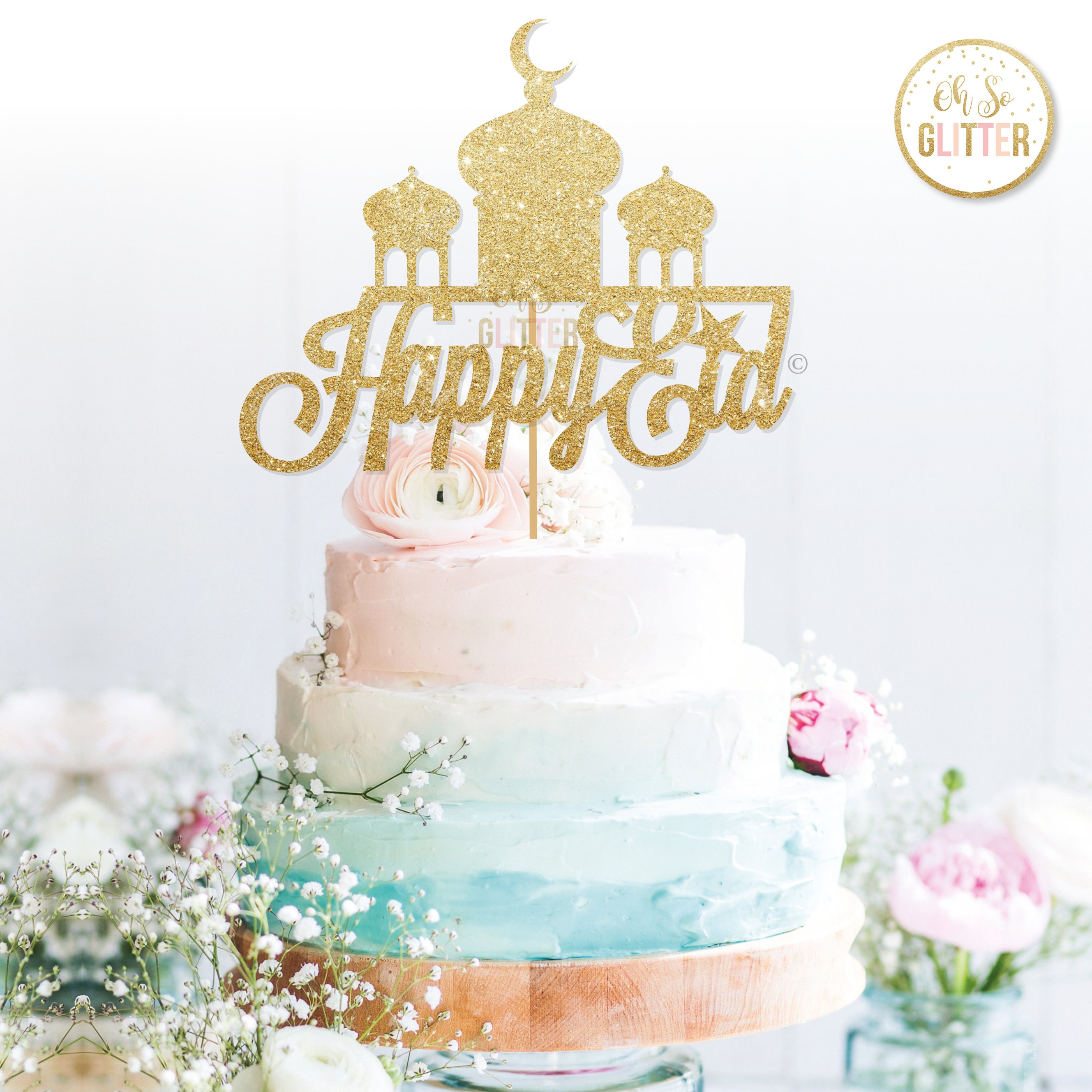 Eid Mubarak Cake Topper Happy Eid Hajj Ramadanglitter Cake Etsy UK