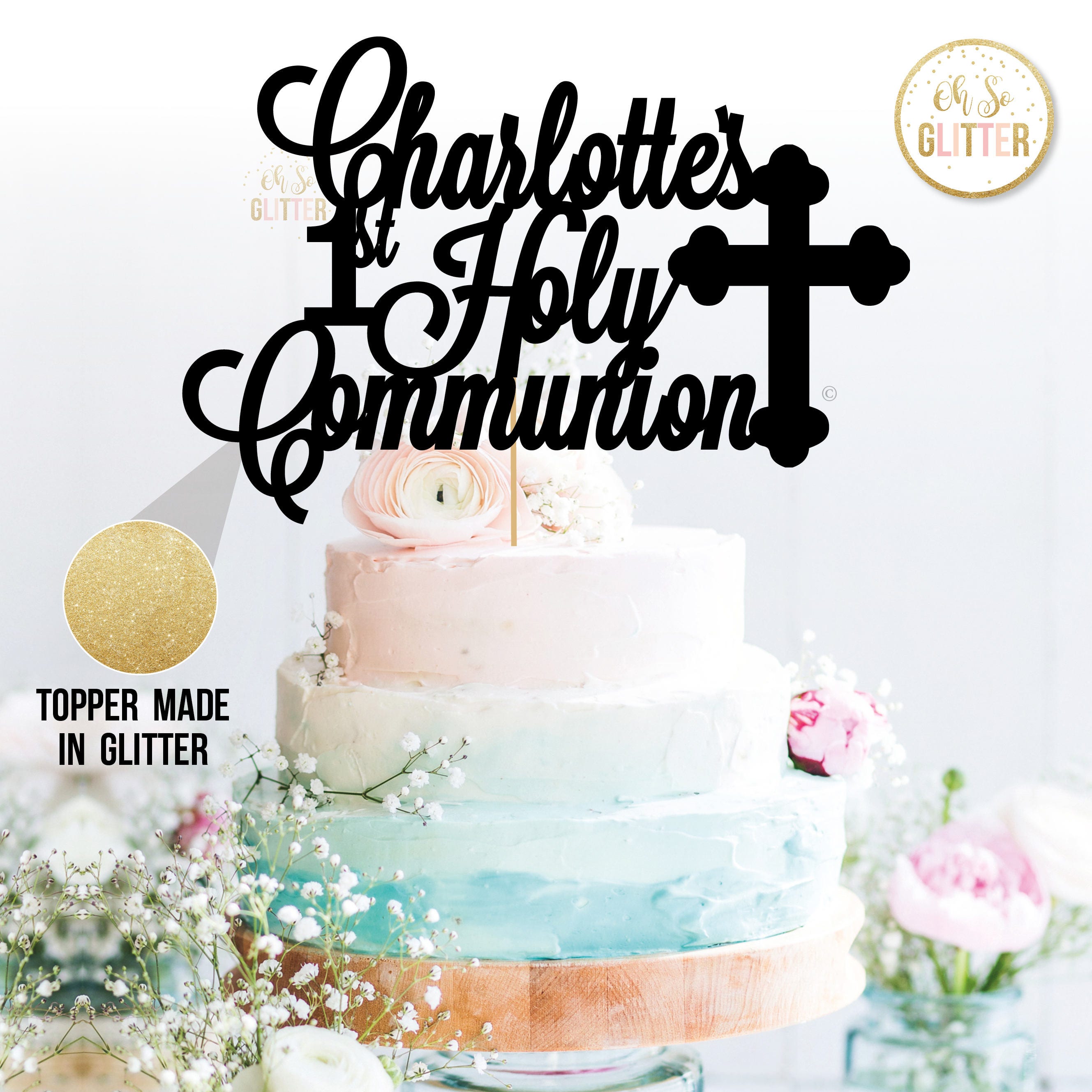Personalized First Communion Cake Topper Portuguese Primeira