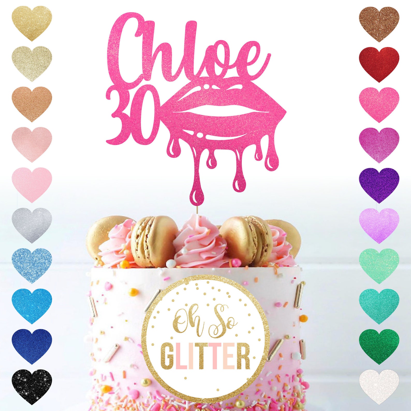 Customised cake topper glitter custom cake topper Lips cake Etsy