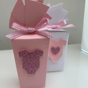 8 Baby Boy or Baby Blue Romper Favour Boxes