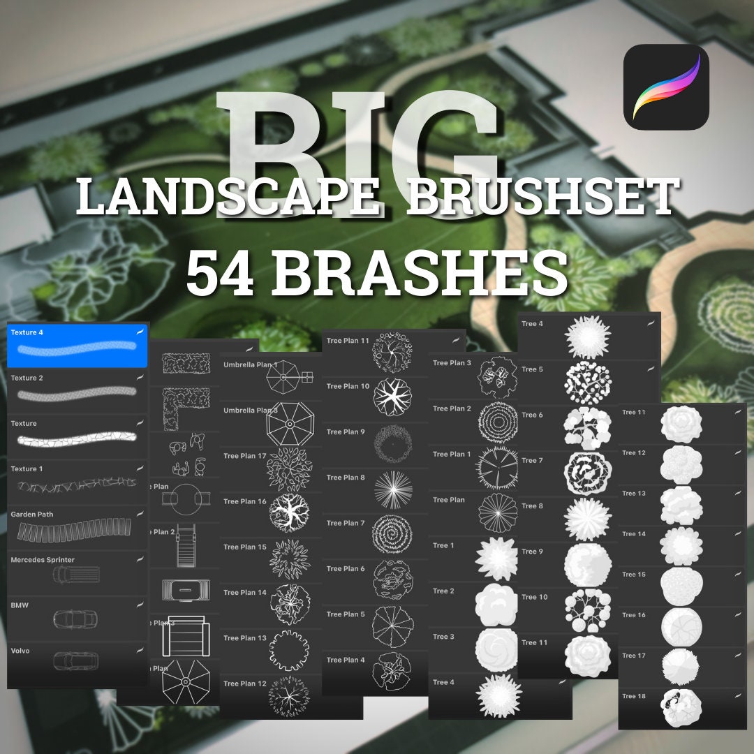 Landscape element brush Procreate Procreate Architecture Etsy