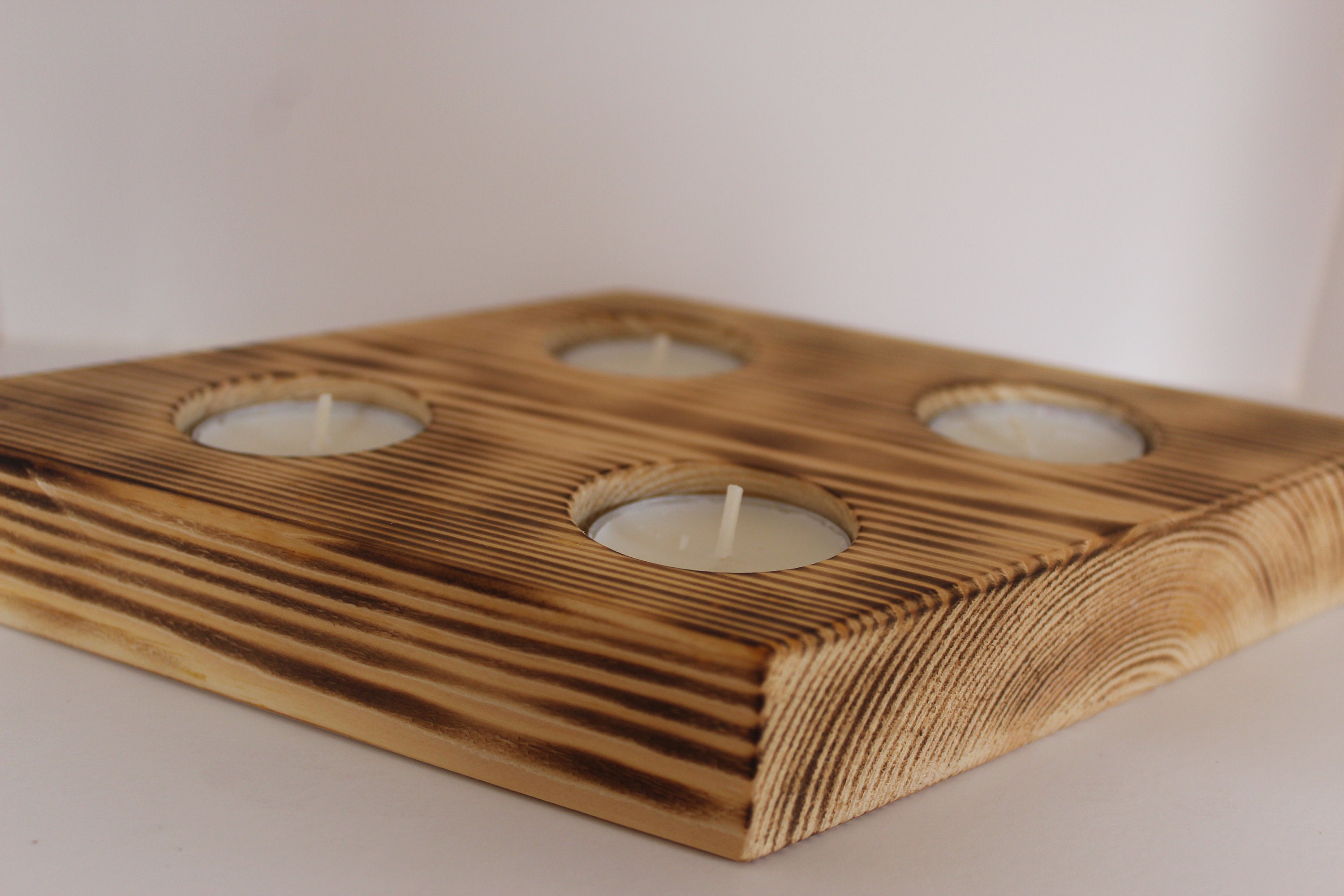 Soporte de luz de té de madera hecho a mano | Etsy