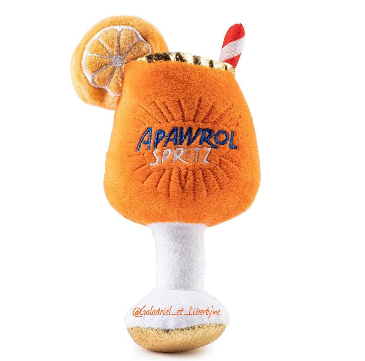 Jouet //Spritz Apawrol// en Peluche Douce, Verre Spritz, Pour Chien ou Chat, avec Squeaker,