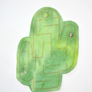 Saguaro Cactus Marble Maze with Owl, Green Fleece with Copper Contrasting Stitching and Peek-a-Boo Windows