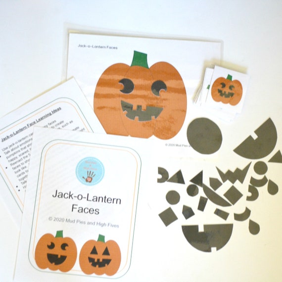 Jack-O-Lantern Faces Digital Preschool Kindergarten Early
