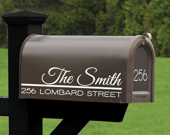 Custom Family Name and Address Mailbox Decal, House Numbers Sticker, Address Sign Sticker, Mailbox Numbers Decal, Personalized Mailbox