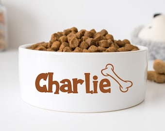Personalized Pet Name Decal with Bone, Dog Name Decal, Cat name Decal, Pet Bowl Decal, Pet name Sticker