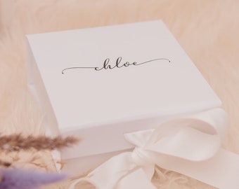 Pequeña caja de regalo personalizada, regalo de propuesta de dama de honor, caja de regalo de boda, caja de regalo de cumpleaños, caja personalizada con nombre, pegatinas de nombre personalizadas