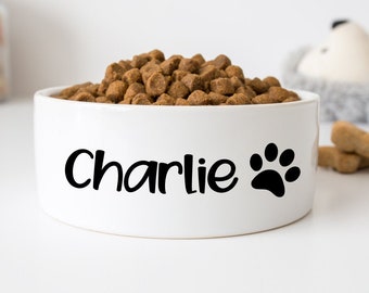 Personalized Pet Name Decal with Paw, Dog Name Decal, Cat name Decal, Pet Bowl Decal, Pet name Sticker