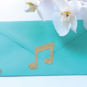 Conjunto de 10 pegatinas Glitter Music Note, sellos de sobre de notas de música, calcomanías de vidrio, sello de nota musical, sello de invitación, pegatina de planificador