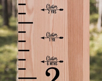 Growth Chart Add-On, Vinyl Decal Height Marker, Arrow with Name and Years, Custom Years Stickers, Birth day to 18yrs, 20 pcs